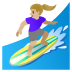 woman surfing, medium-light skin tone